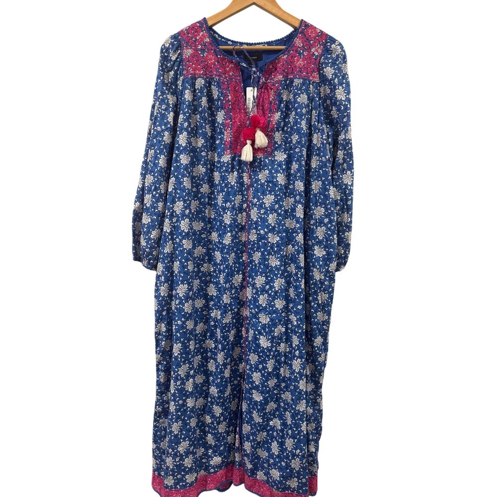 J. Crew Embroidered Tunic Dress Night Sky Block Print Medium NEW - Picture 2 of 9